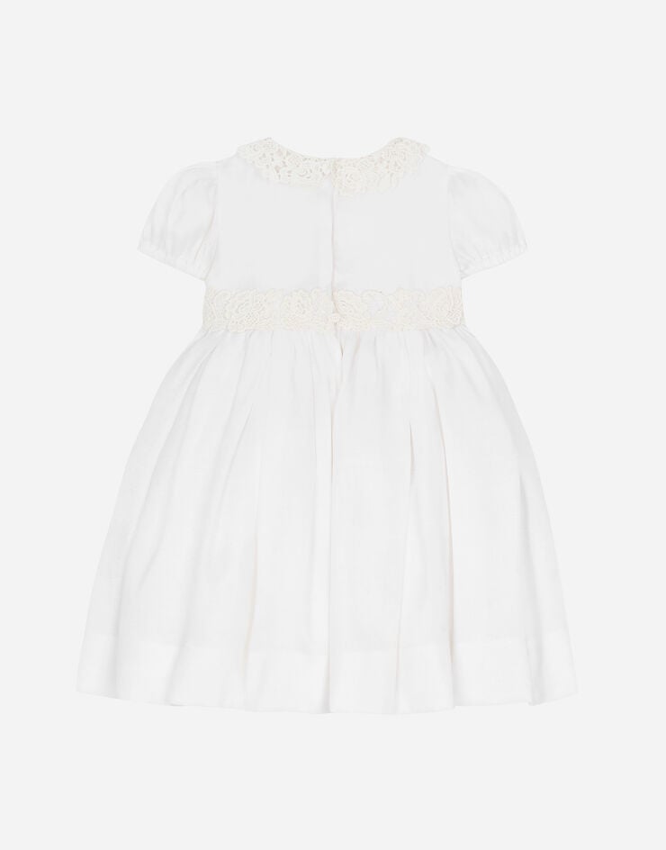 Dolce & Gabbana Empire-line muslin christening dress with short sleeves White L0EGF8FJ5GS