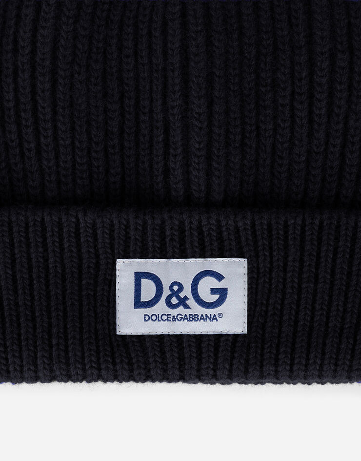 Dolce & Gabbana Knit wool hat with DG patch Black GXE83TJBVB6