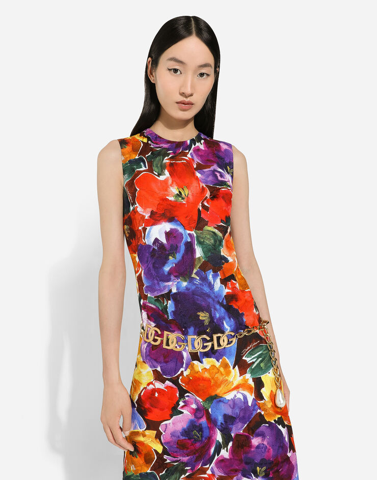 Dolce & Gabbana Robe midi en brocart à imprimé fleurs abstraites Imprimé F6FAITFSTBJ