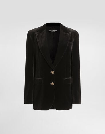 Dolce & Gabbana Smooth velvet jacket Black F29V1TFUVG7