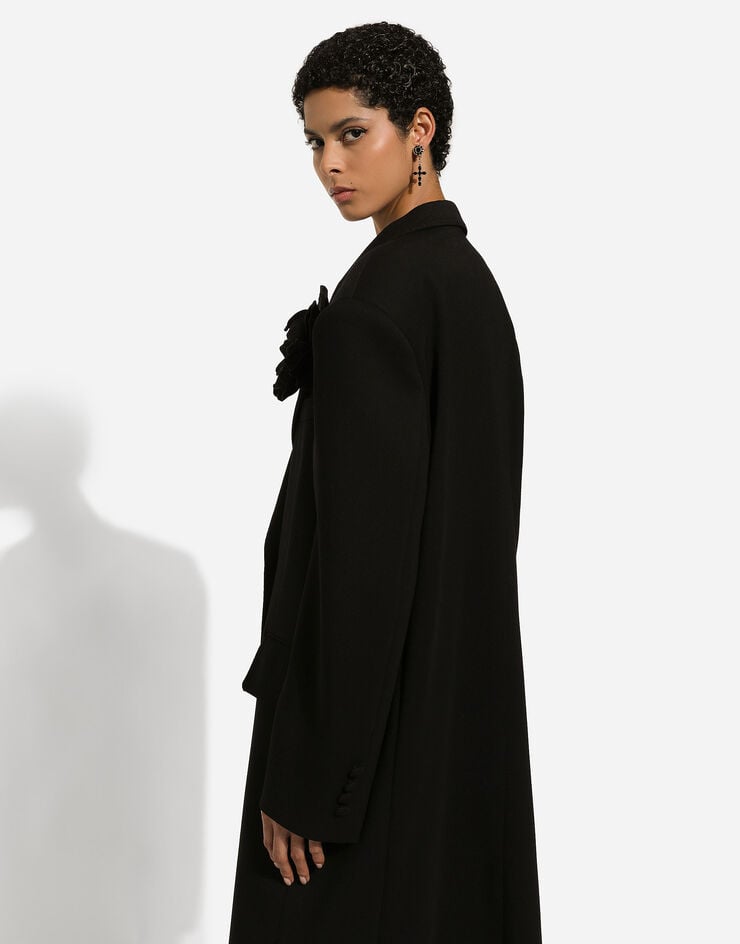 Dolce & Gabbana Свободное двубортное пальто из шерстяного крепа черный F0E1QTFUBGE