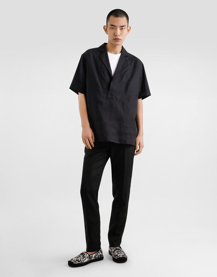 Dolce & Gabbana Pantaloni in lino Nero GY6FETGJ663