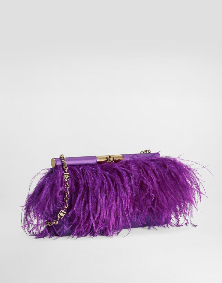Dolce & Gabbana Marlene satin and feather shoulder bag Purple BB7672AO216