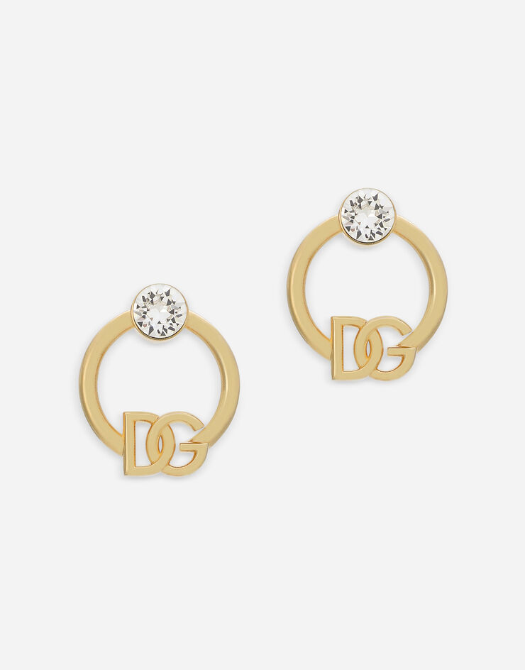 Dolce & Gabbana Hoop earrings with DG logo and rhinestones Gold WEO8L1W1111