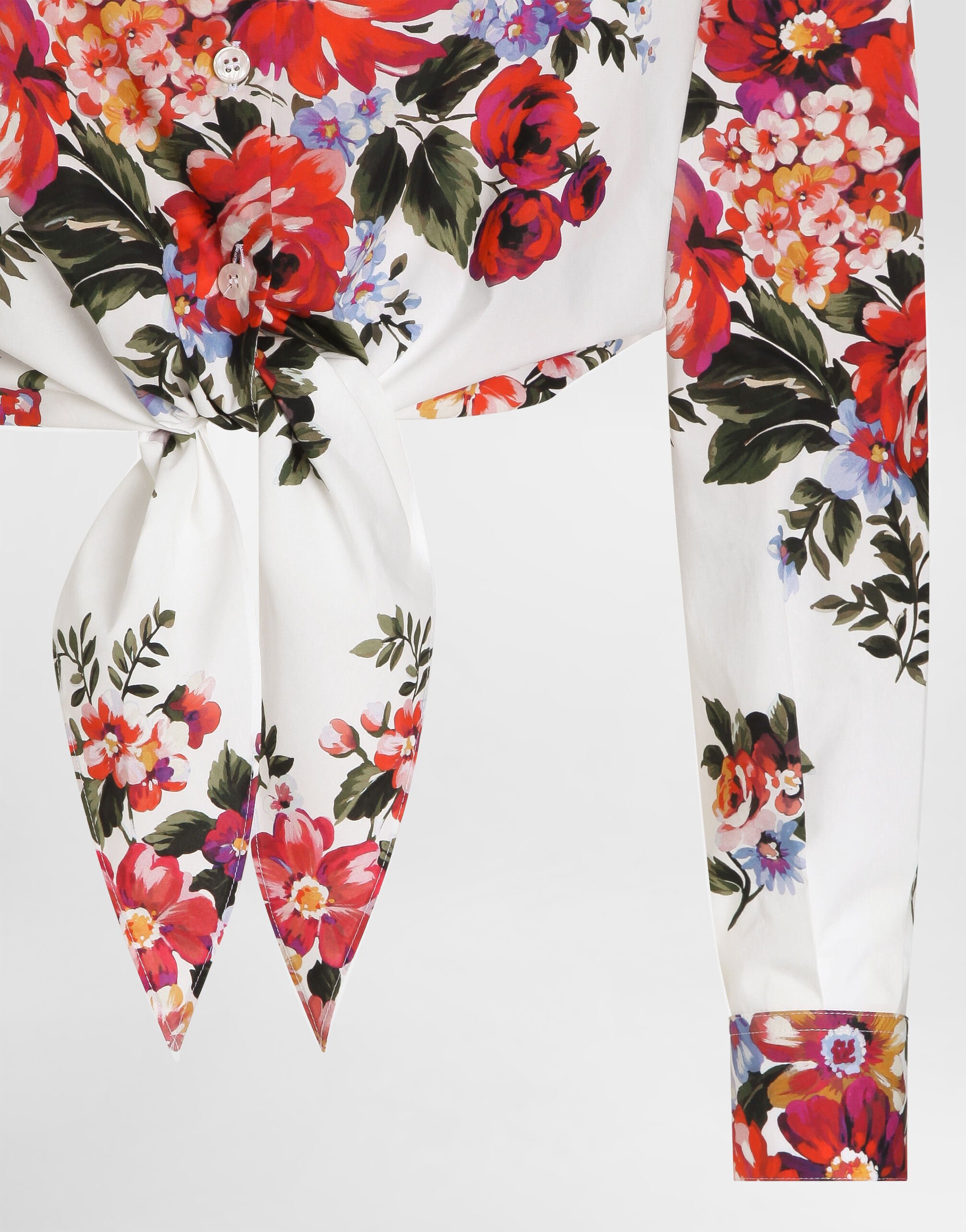 DOLCE&GABBANA カットソー トップス シルク 豪華 薔薇柄 36 Peony and rose-print charmeuse shirt in Print for Women