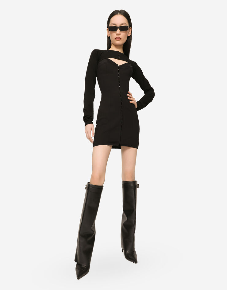 Dolce & Gabbana 轻质科技平纹针织短款连衣裙 黑 F6AUXTFUUBD
