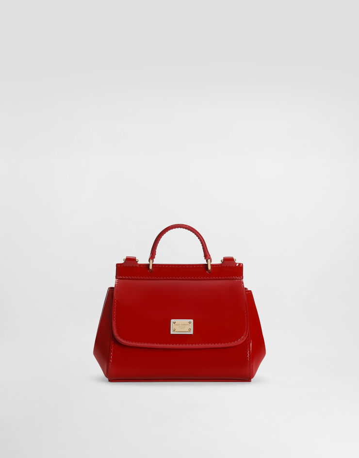 Dolce & Gabbana حقيبة سيسيلي صغيرة من جلد لامع أحمر EB0003A1067