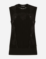 Dolce & Gabbana Cashmere and silk sweater with lace inlay Black FXF72TJCMY0