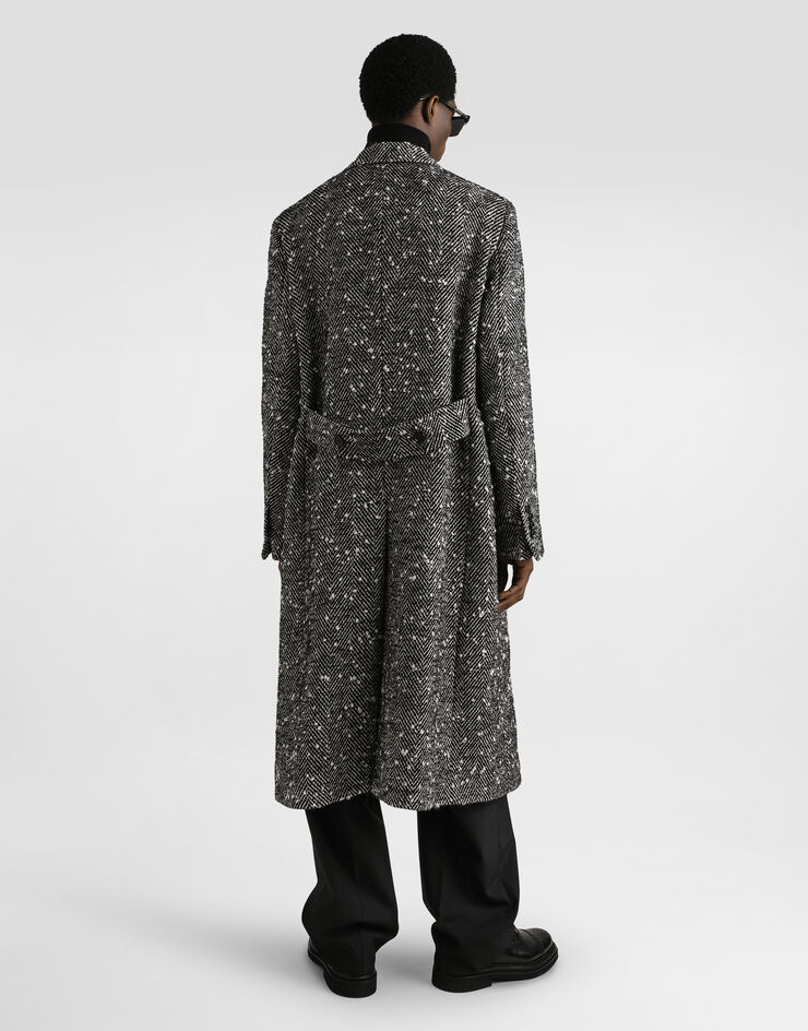 Dolce & Gabbana Double-breasted herringbone wool blend coat Multicolor G052WTFCMC6