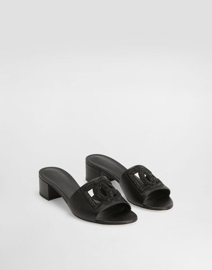Dolce & Gabbana Mule in dauphine calfskin, suede and rhinestones Dolce & Gabbana Mule in dauphine calfskin, suede and rhinestones Black CR1938A0217