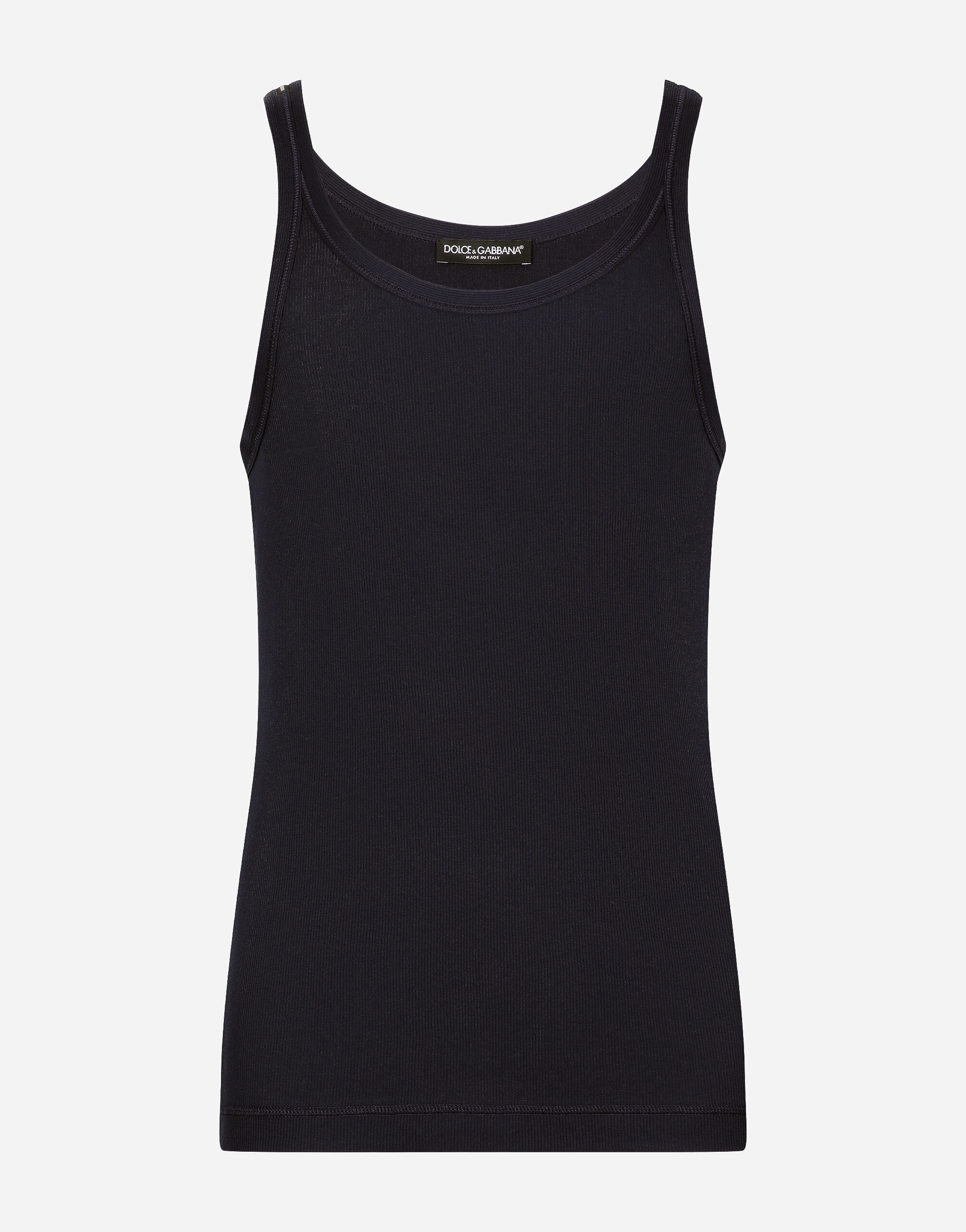 Dolce & Gabbana Slim-fit fine-rib singlet Blue G8RG4TG7K1X