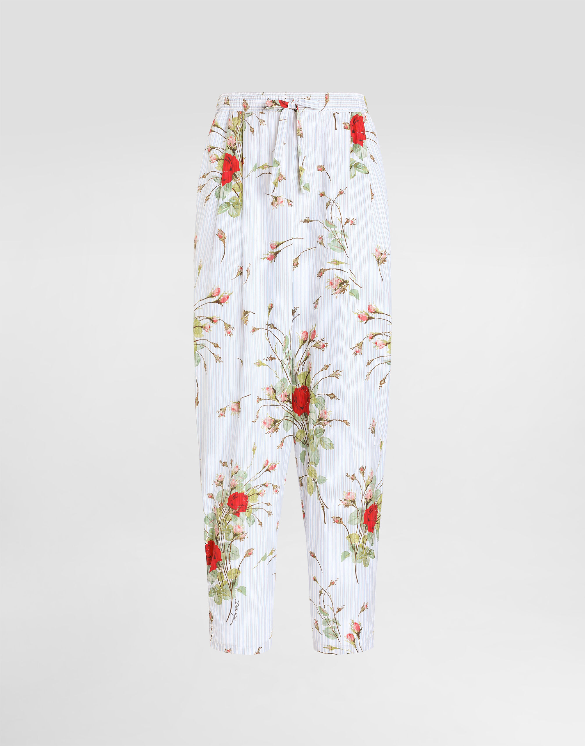 Small rose-print poplin vanity trousers in Multicolor for Men