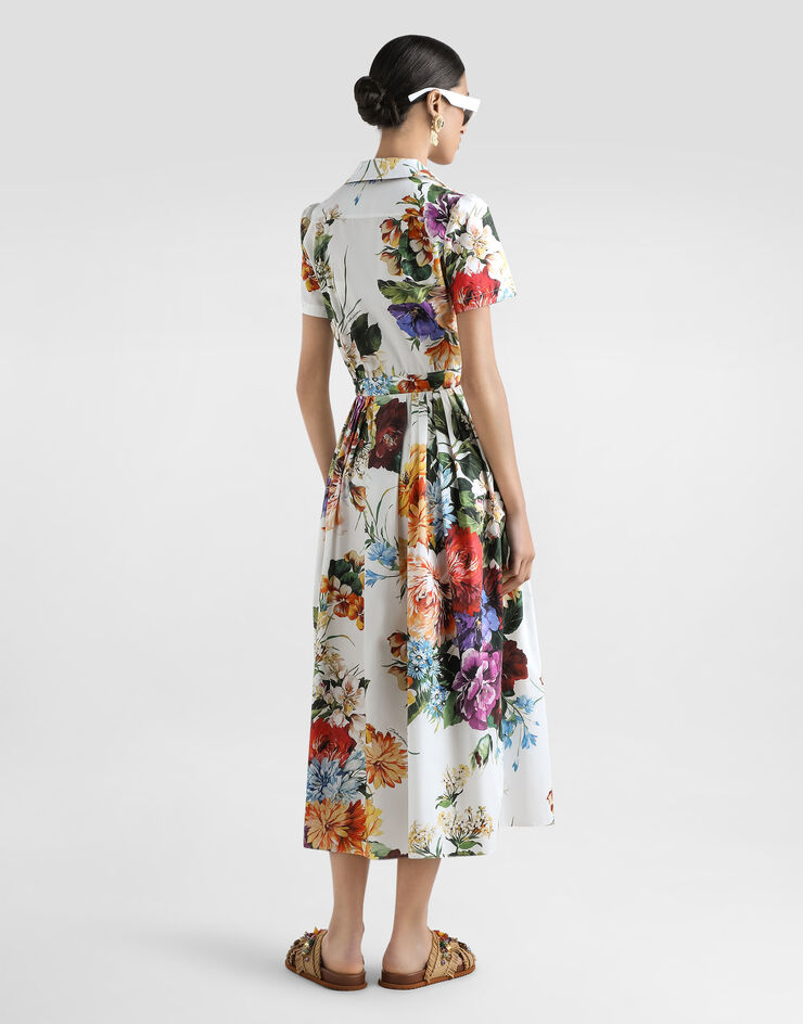 Dolce & Gabbana Платье из поплина с принтом в виде цветочных букетов Отпечатки F6TVLTHS5TR