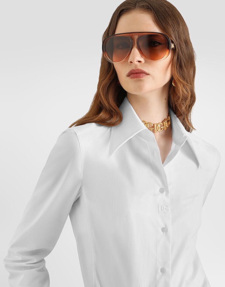 Dolce & Gabbana Camisa en popelina White F5T78ZFUEFM