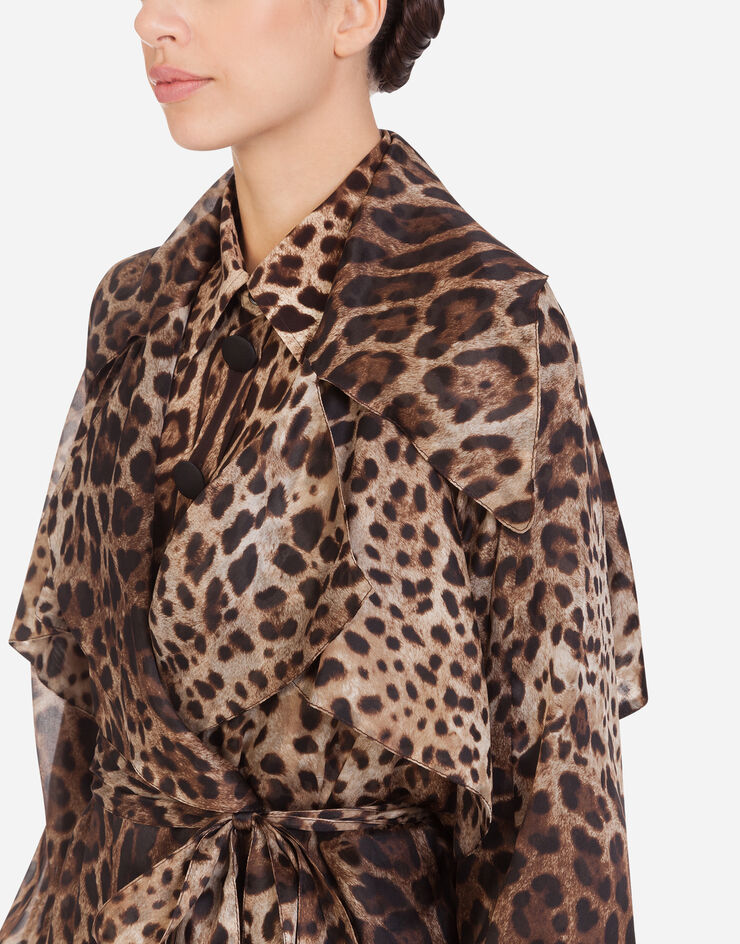 Dolce & Gabbana Organza trench coat with leopard print Multicolor F0Z79THS15L