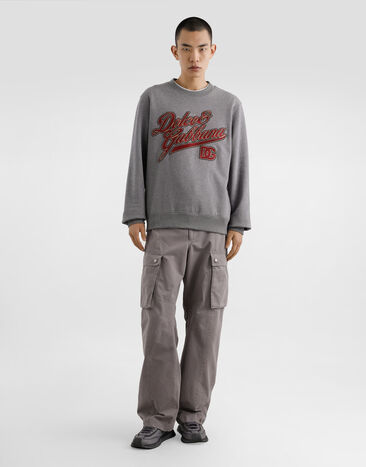 Dolce & Gabbana Cotton sweatshirt with embroidery Grey G9ABJZG7PFV