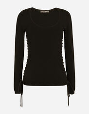 Dolce & Gabbana Viscose sweater with lacing and eyelets Black FXF72TJCMY0