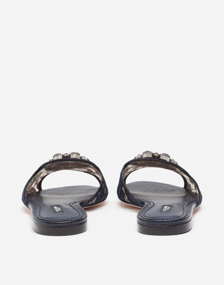 Dolce & Gabbana Slippers de encaje con cristales Azul CQ0023AG667