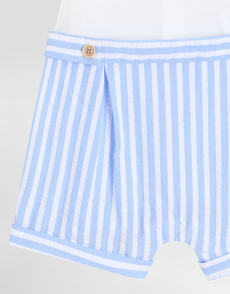 Dolce & Gabbana 条纹泡泡纱与平纹针织连身装 青蓝 L1JOAEG7N9W