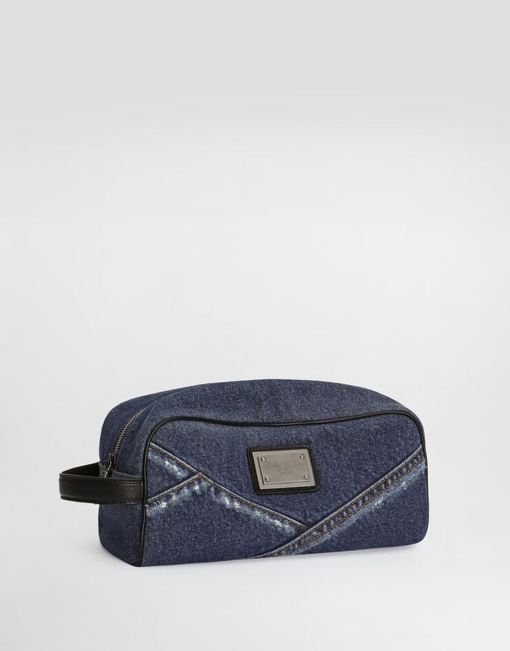 Dolce & Gabbana Denim patchwork necessaire Blue BT0989AY768