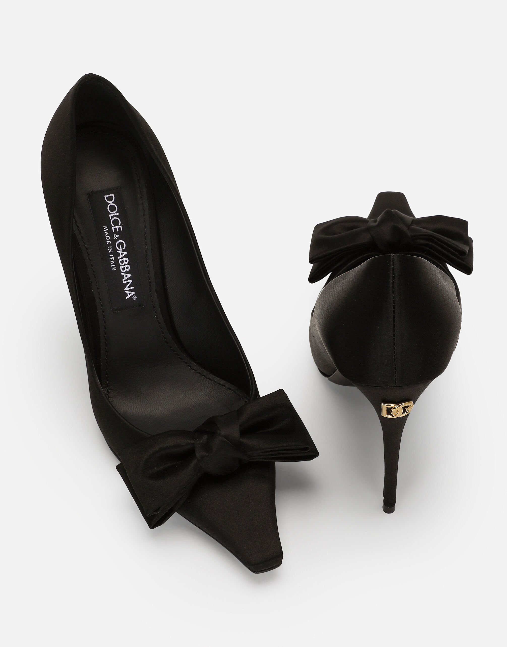 Satin pumps with bow detail in Black for Women Dolce Gabbana