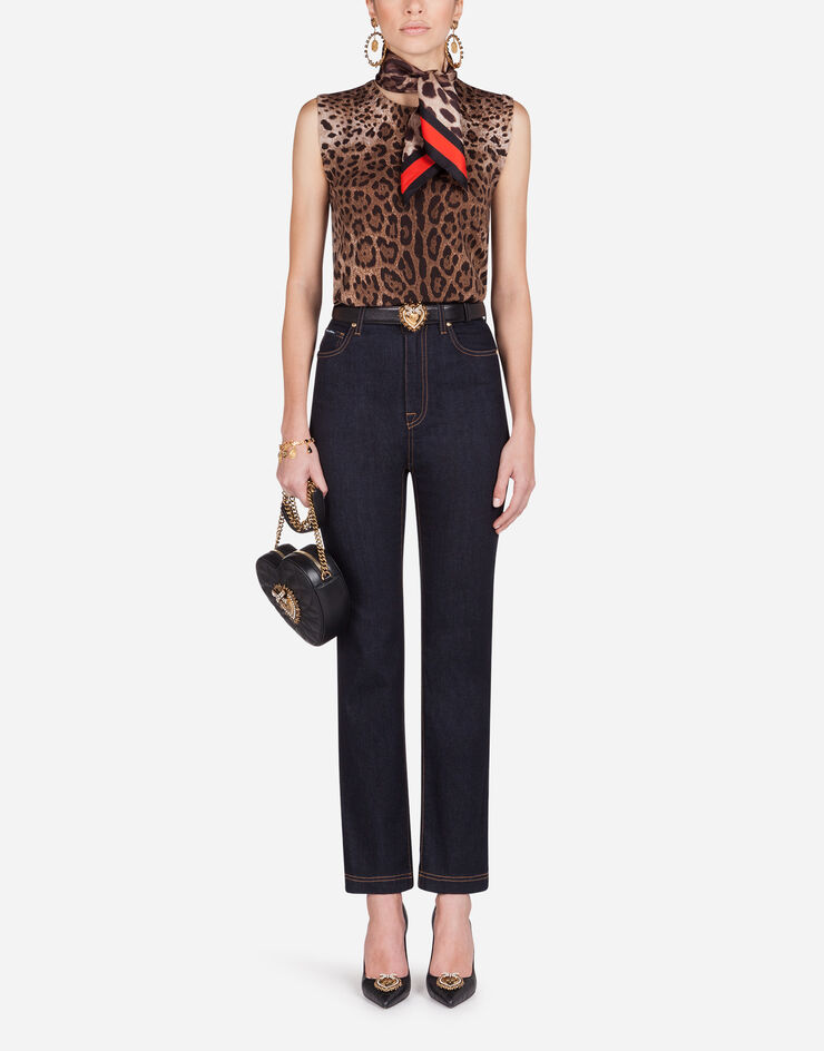 Dolce & Gabbana Jersey sin mangas de lana con estampado de leopardo Multicolor FX452TJAHHD