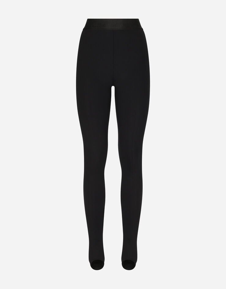 Dolce & Gabbana Leggings in jersey tecnico con elastico logato Nero FTCOGTFUUBD