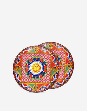 Dolce & Gabbana Set 2 Porcelain Dessert Plates Multicolor TC0S03TCA88