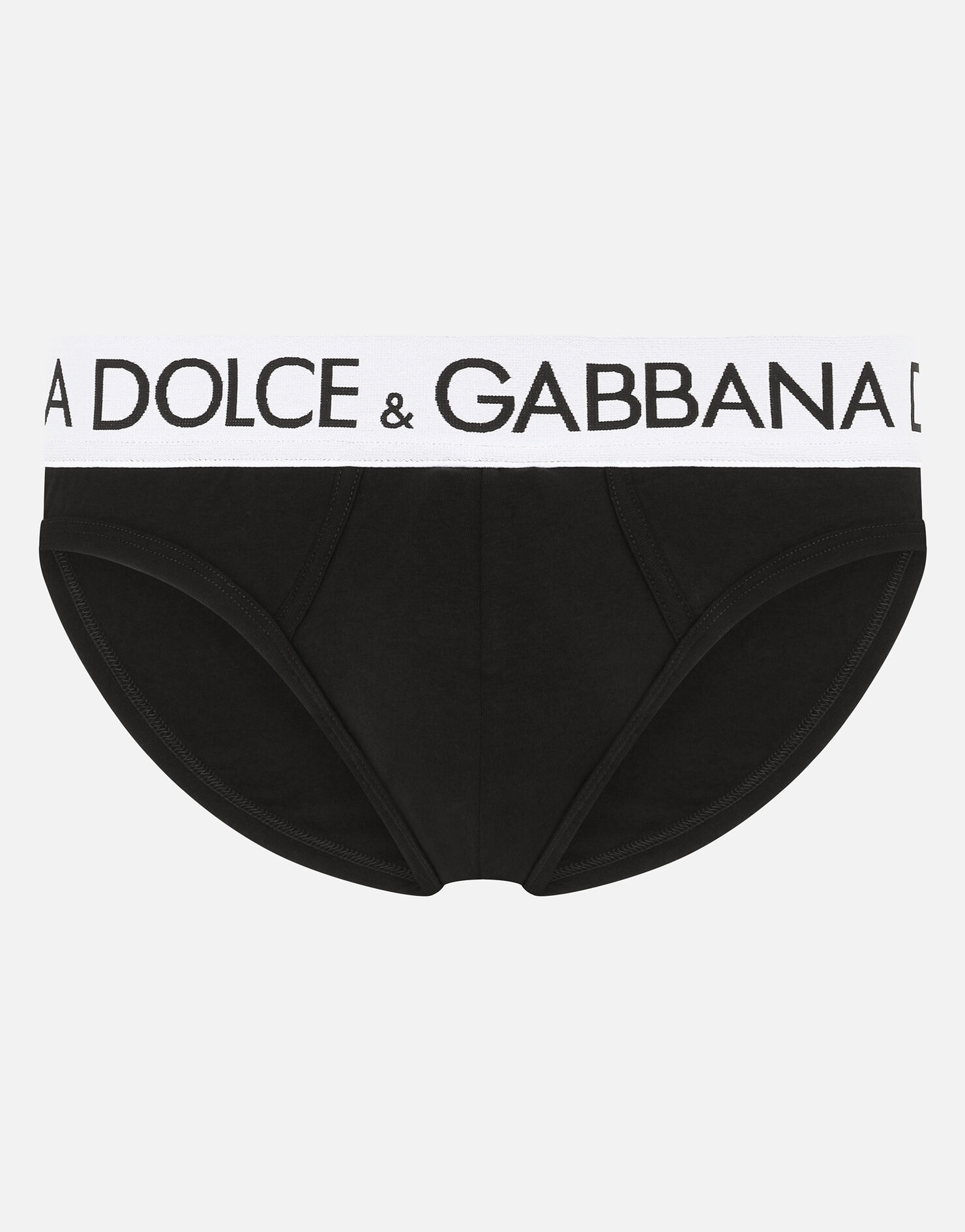 Mid-Rise Briefs In Two-Way Stretch Cotton In Black For Men | Dolce&Gabbana®