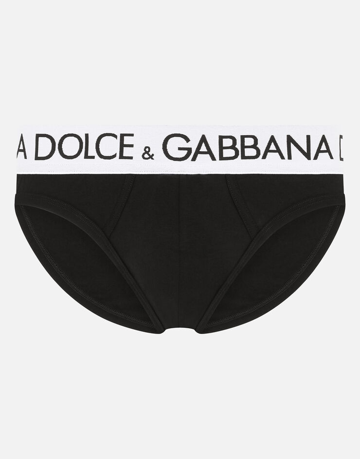 Mid-Rise Briefs In Two-Way Stretch Cotton In Black For Men | Dolce&Gabbana®