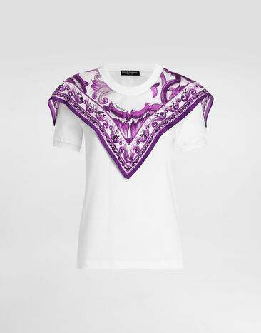Dolce & Gabbana T-shirt with silk foulard White F8V73TGDDCE