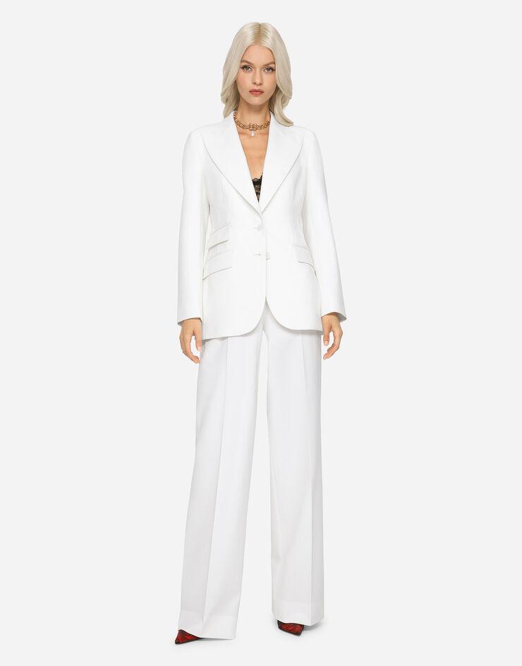 Dolce & Gabbana Veste droite Turlington en toile de laine Blanc F29Z8TFUCCS