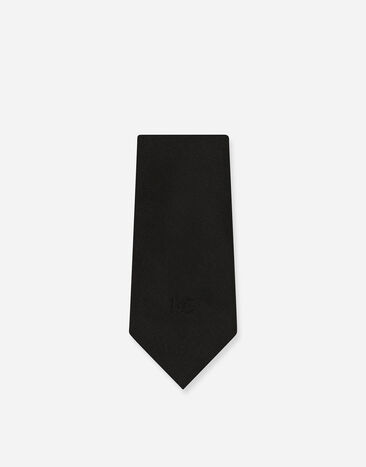 Dolce&Gabbana Cravate en soie à logo DG brodé et pan 6 cm Noir GT149EG0UBU