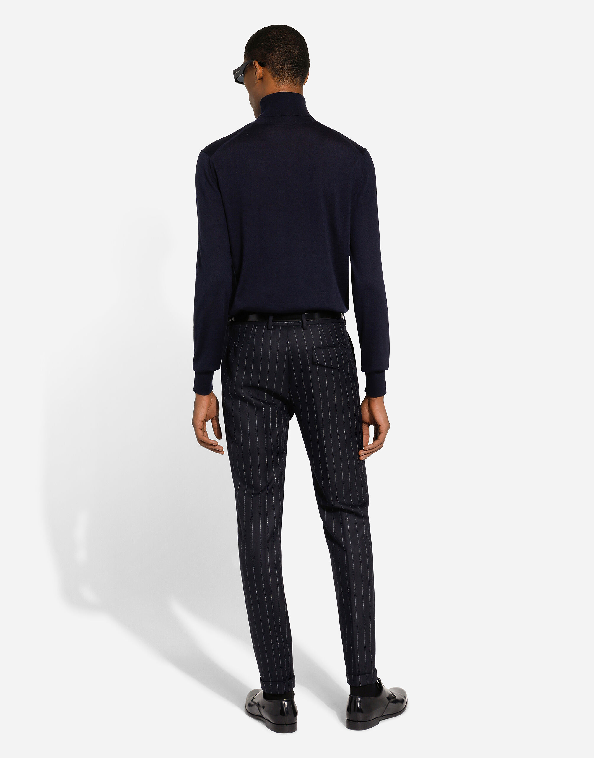 パンツ DOLCE & GABBANA WOOL PINSTRIPE FLARE PANTS 남성용 Multicolor Pinstripe jogging pants with branded bands