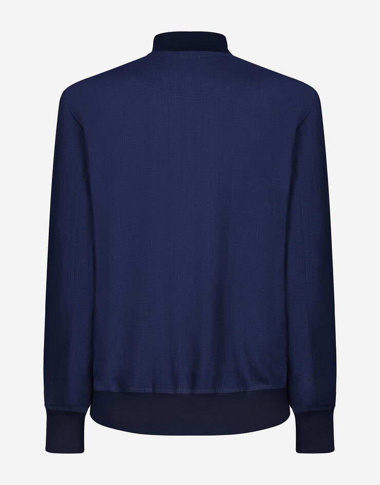 Dolce & Gabbana Unlined linen bomber jacket Blue G9BFNTFU4K6