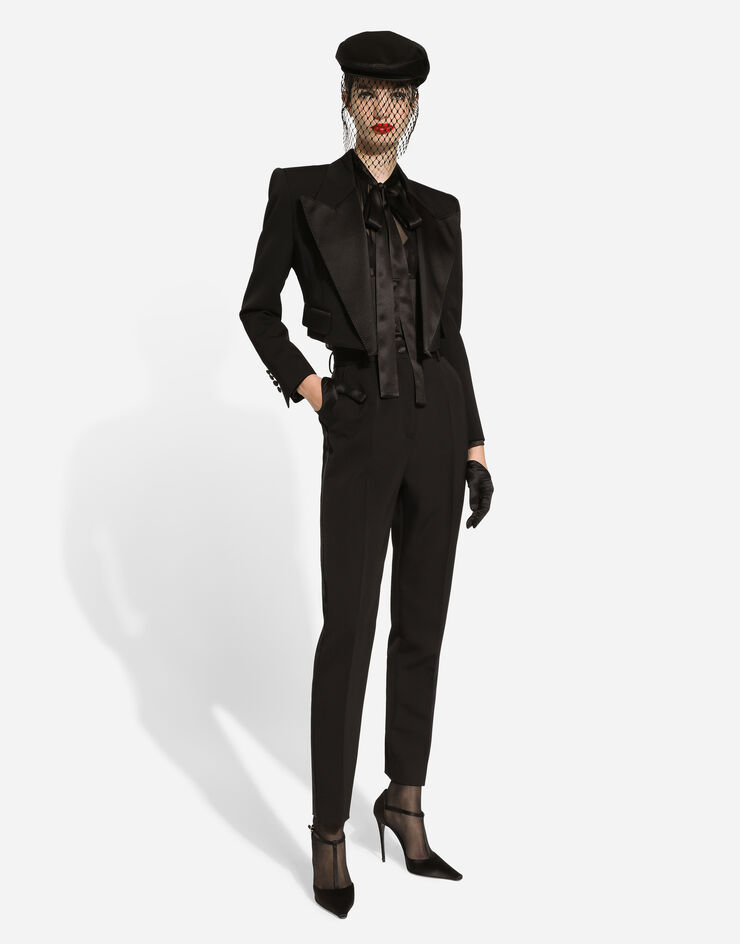 Dolce & Gabbana Tailored wool gabardine tuxedo pants Black FTAM0TFU21E