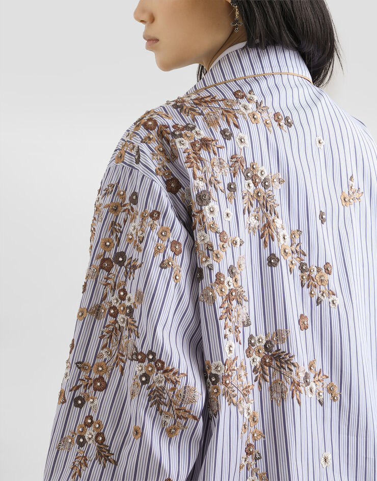 Dolce & Gabbana Poplin vanity shirt with thread floral embroidery Multicolor F5U43ZGDDR6