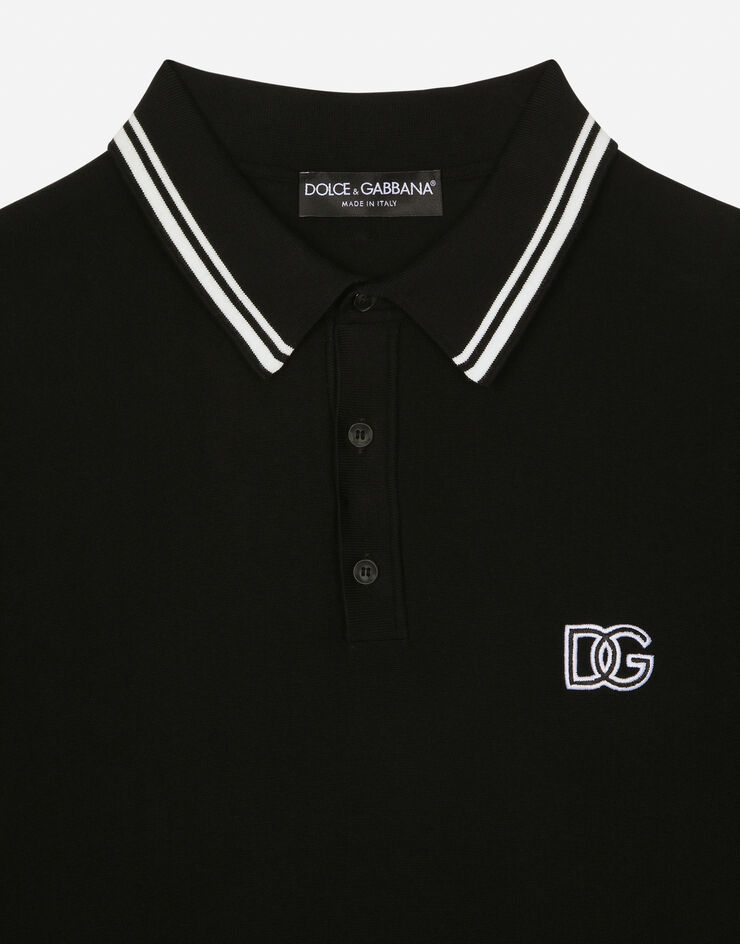 Dolce & Gabbana قميص بولو بأكمام قصيرة وتطريز شعار DG أسود GXZ02ZJBCBZ