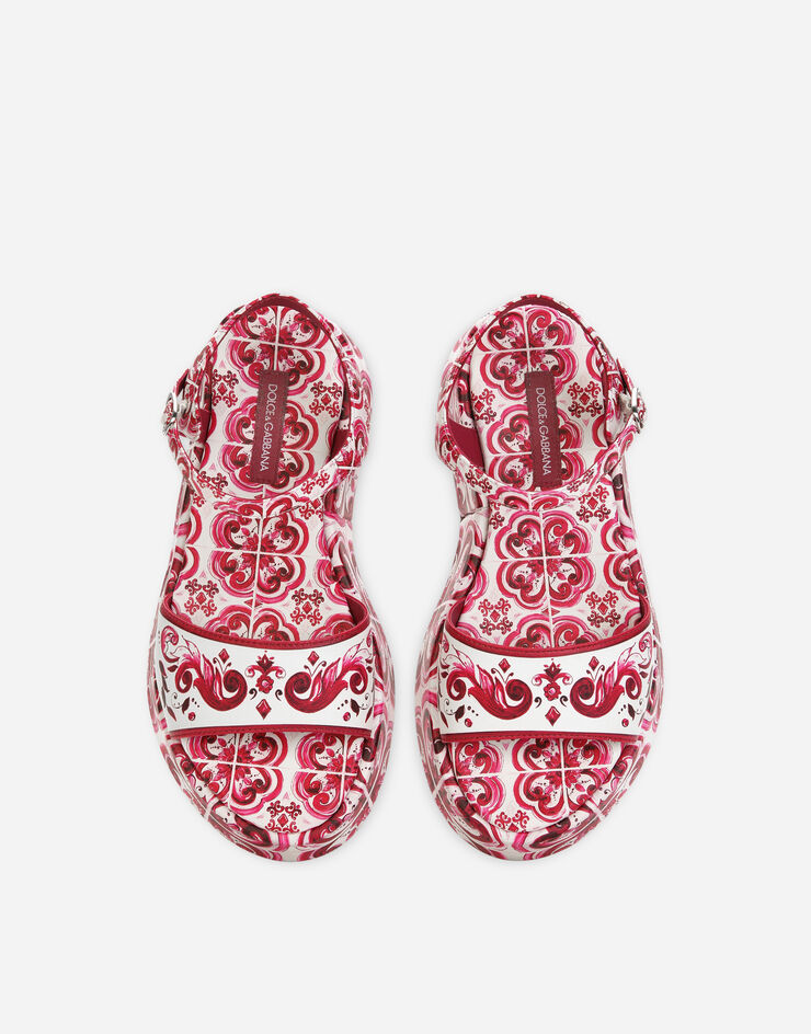 Dolce&Gabbana Printed calfskin wedge sandals Multicolor D11093A1114