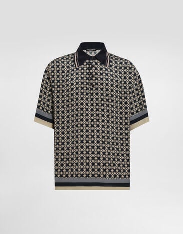 Dolce & Gabbana Printed marocain crêpe polo shirt Print G8RG4THI1ZY