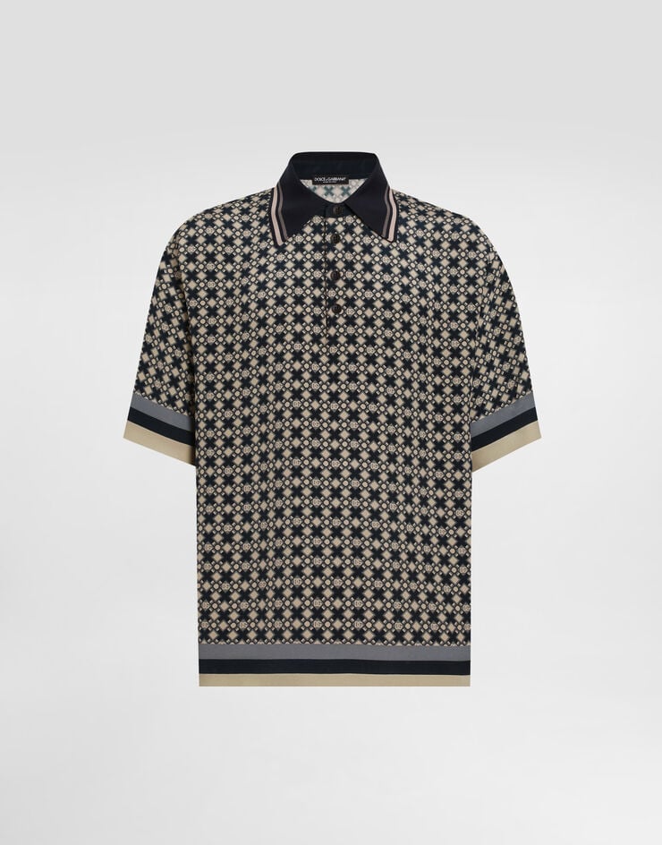 Dolce & Gabbana Printed marocain crêpe polo shirt Print G8RG4THI1ZY