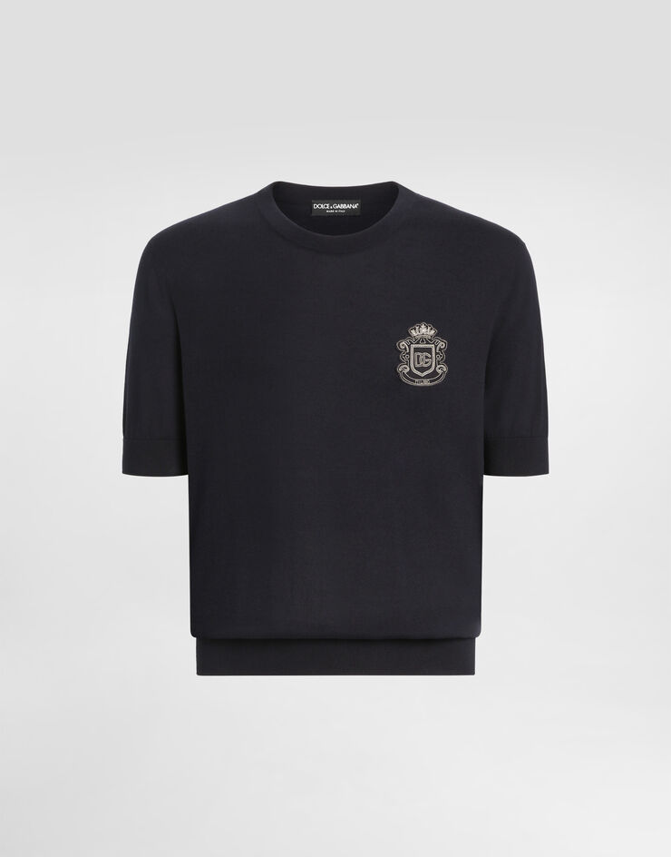 Dolce & Gabbana Smooth cotton pullover Blue GXX03ZJBCIU