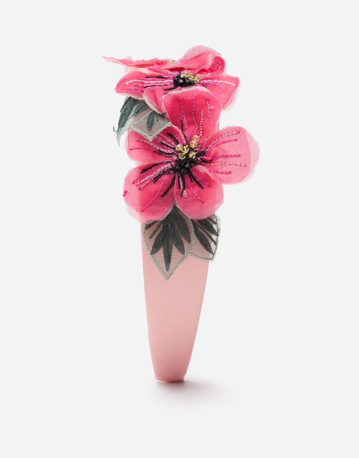 Dolce & Gabbana Serre-tête avec fleurs en mousseline appliquées Multicolore LB3L50G7WFV