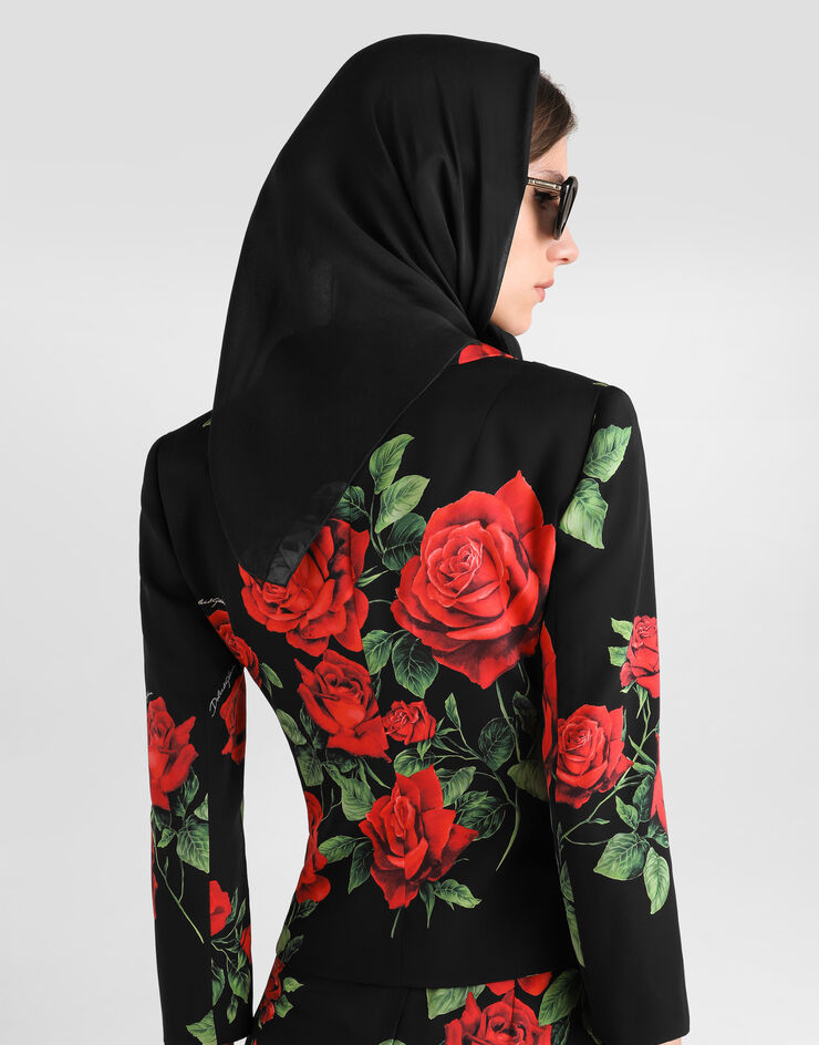 Dolce & Gabbana Rose-print charmeuse single-breasted jacket Dolce & Gabbana Rose-print charmeuse single-breasted jacket Multicolor F26S5TFSA9R
