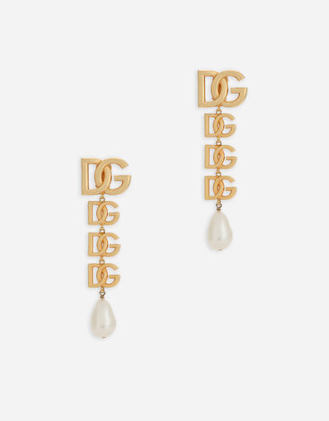 Dolce & Gabbana Clip-on earrings with DG logo White BB7287AW576