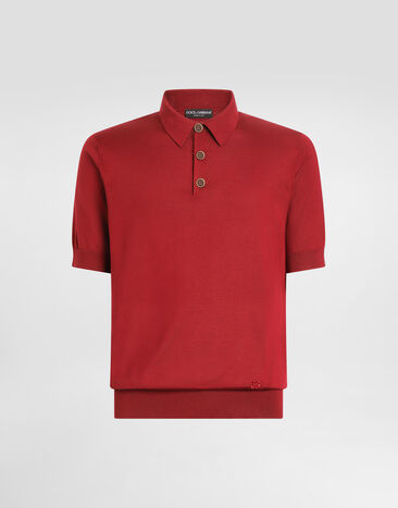 Dolce & Gabbana Polo shirt in smooth silk Bordeaux GXZ02ZJBSPK