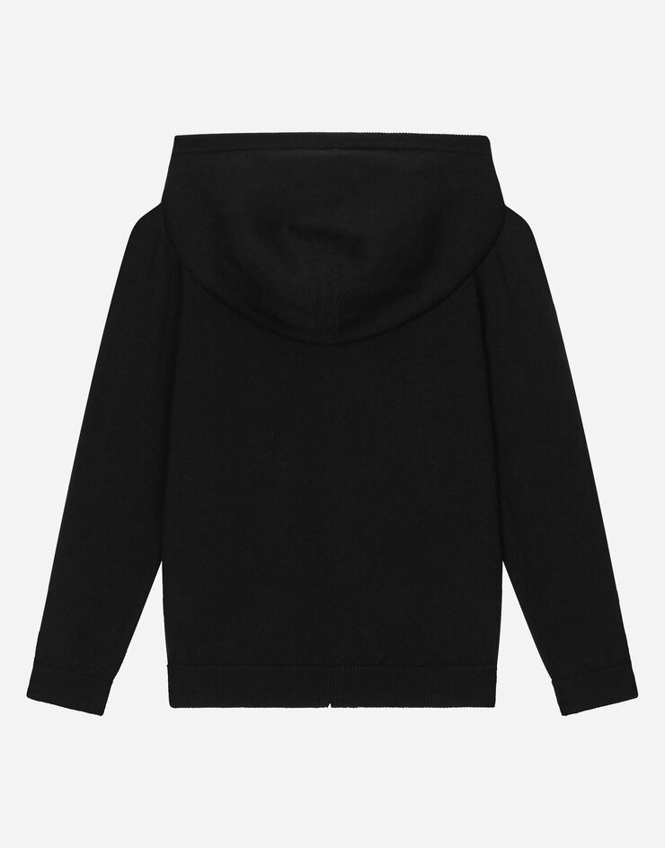 DolceGabbanaSpa 标牌缎纹针织连帽拉链开衫 蓝 L4KW21JCVM4
