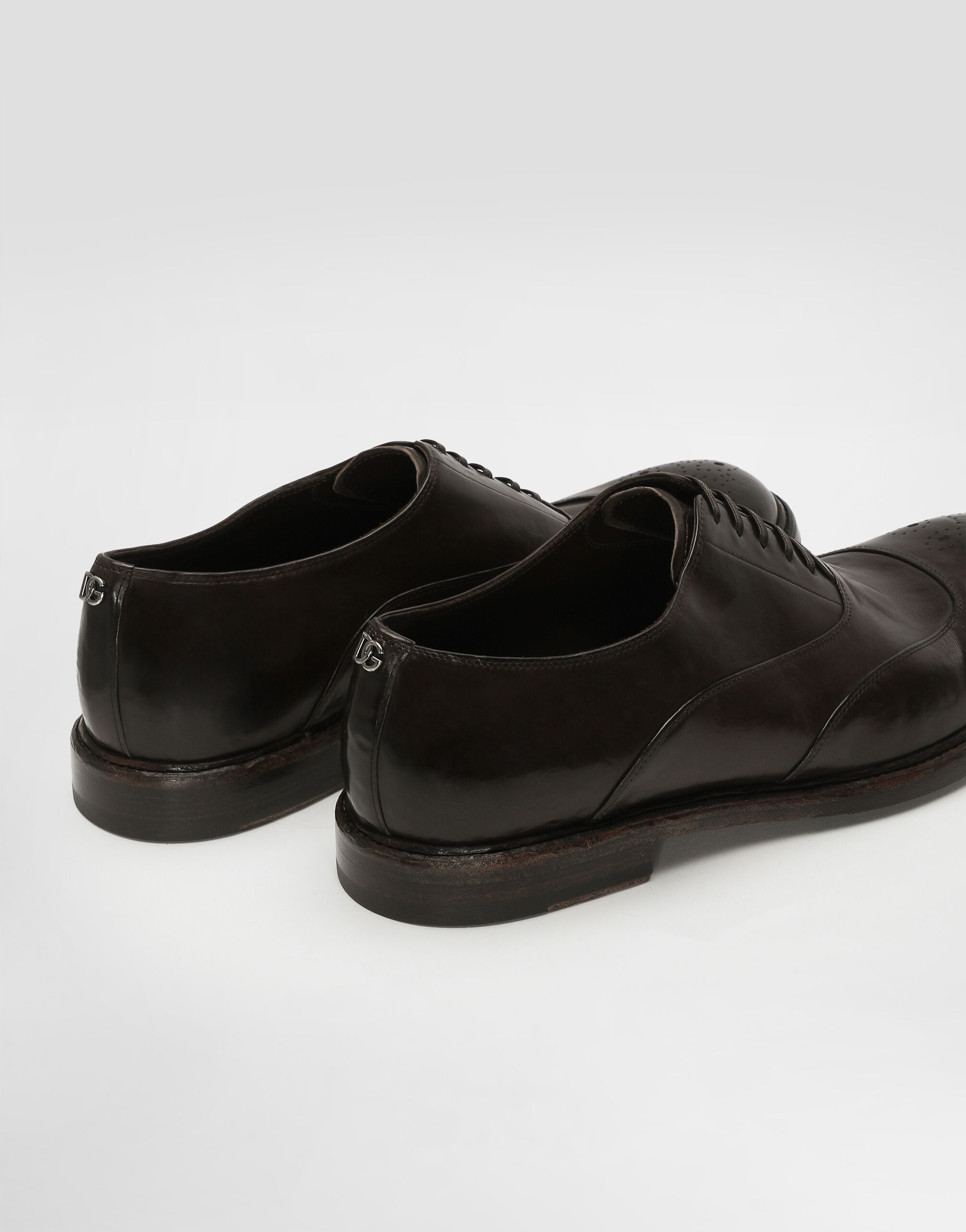 Washed calfskin laced shoes in Brown for Men | Dolce&Gabbana® US