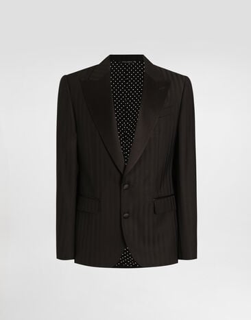 Dolce & Gabbana Pekin wool jacquard single-breasted sicilia light jacket Black G2TV4TFR226