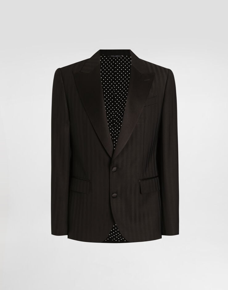 Dolce & Gabbana Pekin wool jacquard single-breasted sicilia light jacket Black G2TV4TFR226